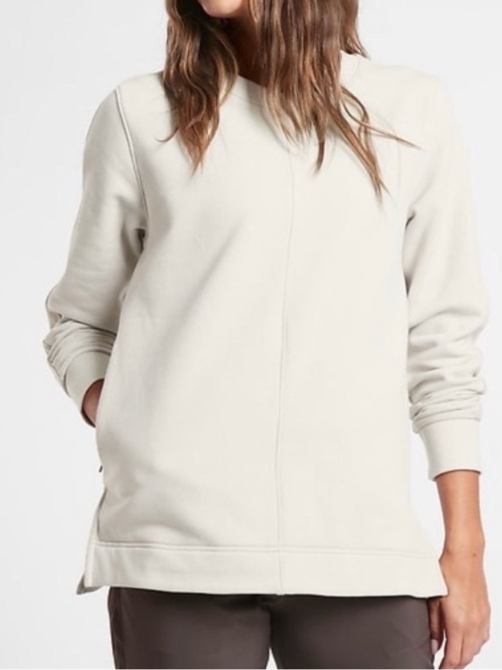Athleta Crewneck Sweatshirt Cream Sz S